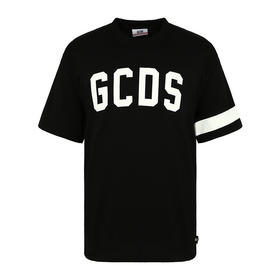GCDS 男士字母徽标印花棉质圆领短袖T恤 黑色 ACC94U020073 BLACK