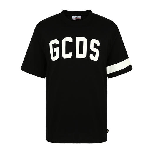 GCDS 男士字母徽标印花棉质圆领短袖T恤 黑色 ACC94U020073 BLACK 商品图0