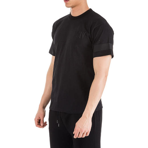 GCDS 男士字母徽标印花棉质圆领短袖T恤 黑色 ACC94W020777 BLACK 商品图1