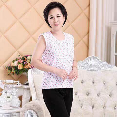 雀说2组装100%全棉女士背心中老年人宽松纯棉老太太内衣无袖打底妈妈装汗衫AL 商品图2