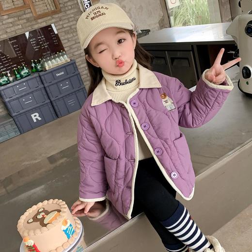 女童小熊绗线棉棉衣冬装洋气外套宝宝大衣儿童保暖棉袄童装潮 商品图2