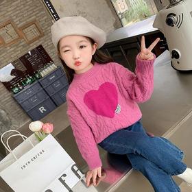 女童爱心毛衣秋冬2023新款宝宝韩版洋气校园针织衫童装潮