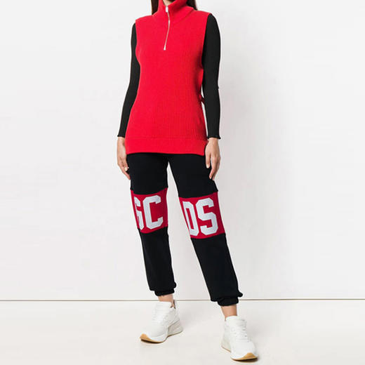 GCDS 女士字母徽标印花棉质休闲运动裤 黑色 ACC94U030037 BLACK 商品图3