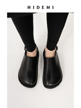 HIDEMI进口小牛皮一脚蹬时装厚底勃肯鞋