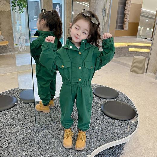 男女童纯色连帽工装套装2024春季新款韩版两件套洋气童装 商品图1