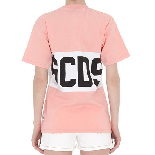 GCDS 女士字母徽标印花棉质圆领短袖T恤 粉色 ACC94W020779 PINK 商品图3