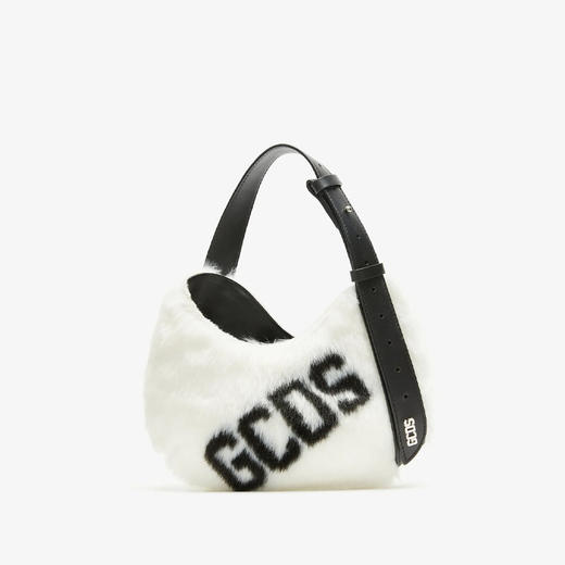 GCDS 女士 COMMA 小号人造毛皮徽标流浪汉包 白色 FW23U50036301 商品图0