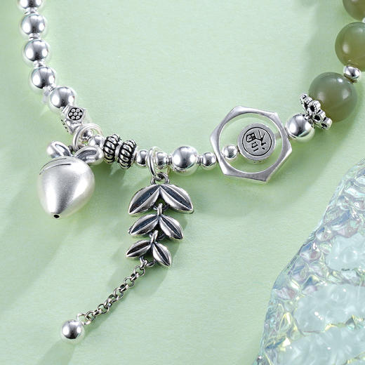 子佩集S925银【春生福穗】手链【TSB0001-22】青玉绿色2402 商品图5