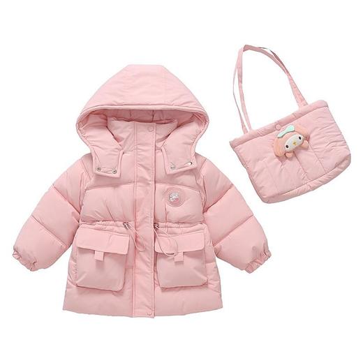 女童连帽卡通棉衣冬装洋气外套宝宝大衣儿童包包棉袄童装 商品图4