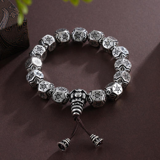 子佩集S990银【太阳】手串【HC31135】黑仿古手链2402 商品图2