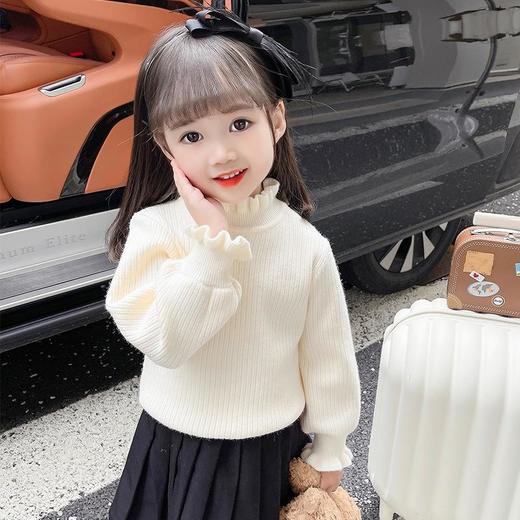 女童纯色毛衣打底衫秋冬2023新款宝宝韩版洋气针织衫一件代发童装 商品图1