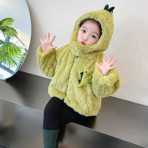 女童连帽加绒毛毛衣2023年冬季新款韩版大衣童装可爱棉衣 商品图1