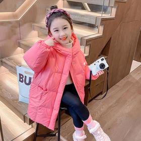 韩国儿童装女童冬装中长款休闲羽绒服保暖不透风外套大衣
