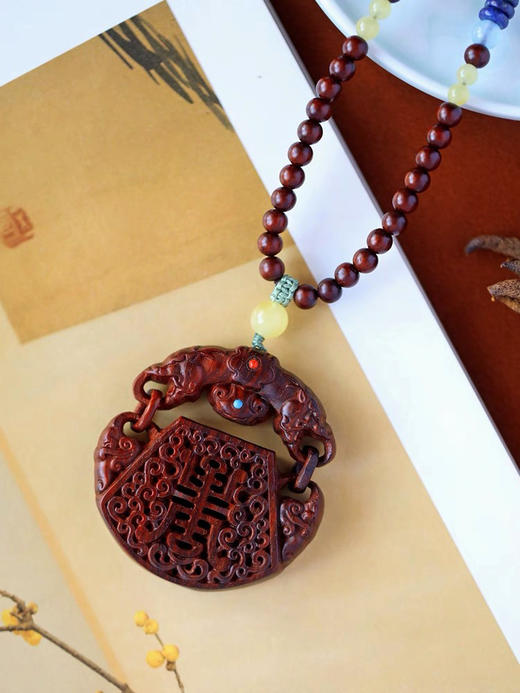 小叶紫檀【福慧如意】项链 商品图3