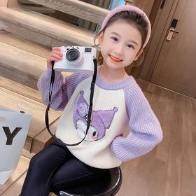 女童卡通加绒毛衣冬季2023新款宝宝韩版洋气针织衫童装潮