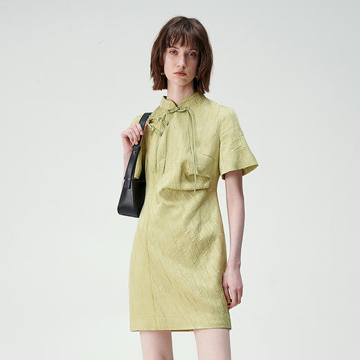 SELFWHO 新中式国风旗袍连衣裙2024新款春复古盘扣收腰设计感裙子 商品图1