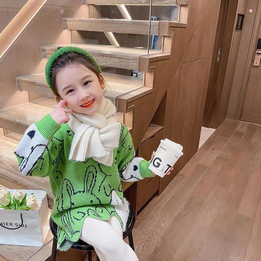 女童长款毛衣秋冬2023新款宝宝韩版洋气中长款针织衫童装 商品图2