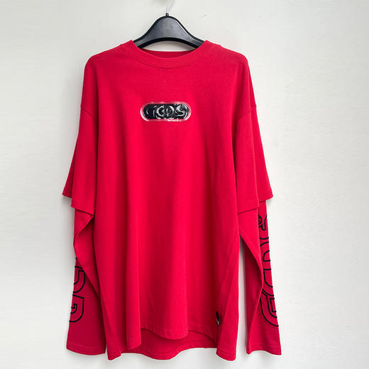 GCDS 男士字母徽标贴花棉质长袖卫衣 红色 AFW19M020015 ROSSO 商品图0
