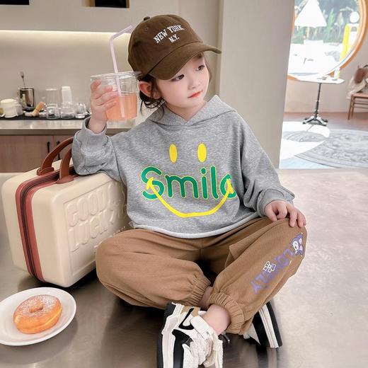 女童笑脸卫衣套装2024春季新款韩版两件套洋气网红童装潮 商品图1