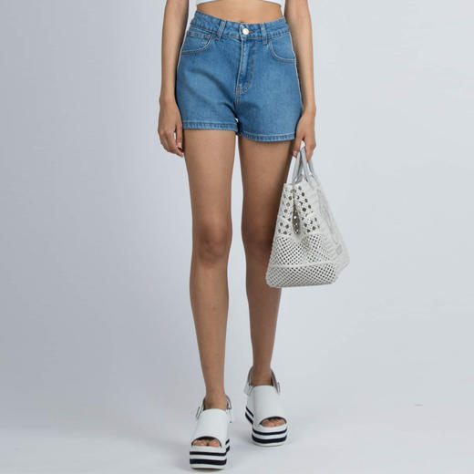 GCDS 女士字母徽标贴花休闲短裤 蓝色 ACC94W030124 BLUE 商品图1