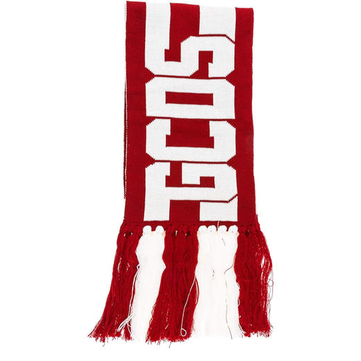 【闫桉同款】GCDS 男士字母徽标提花围巾 红色 AFW19M010040 RED 商品图2