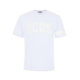 GCDS 男士字母徽标印花棉质圆领短袖T恤 白色 ACC94U020073 WHITE