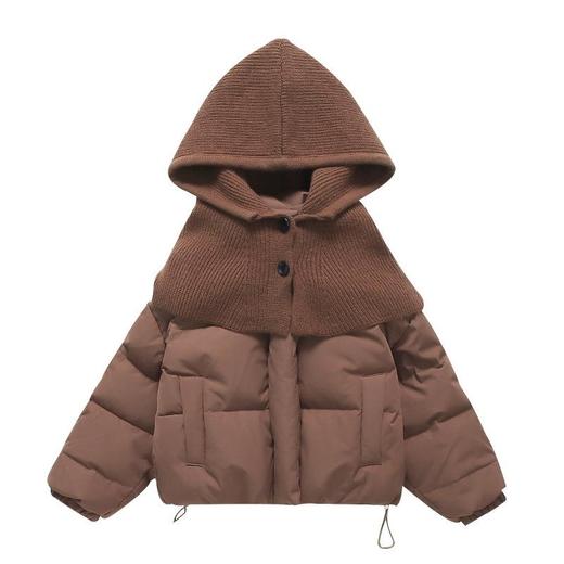 韩国儿童装女童冬装毛线可拆卸帽子羽绒服不透风外套洋气童装 商品图4