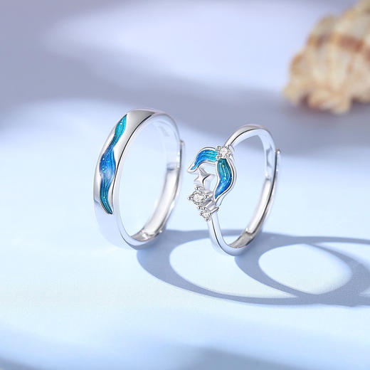 Winy925纯银深海眷恋对戒送女友闺蜜节日生日礼物 商品图0