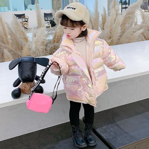 韩国儿童装女童春冬装棉衣亮色羽绒服加绒保暖不透风外套 商品图0