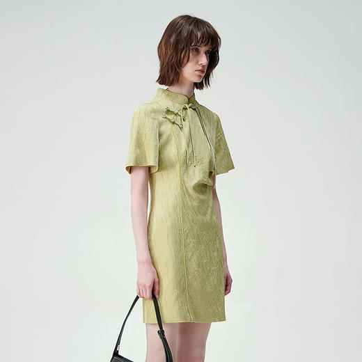 SELFWHO 新中式国风旗袍连衣裙2024新款春复古盘扣收腰设计感裙子 商品图2