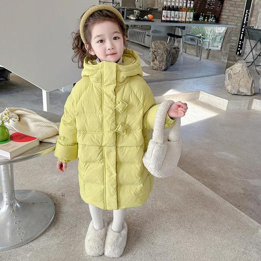 韩国儿童装女童冬装中长款纯色羽绒服保暖不透风外套大衣 商品图1