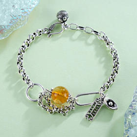 子佩集S925银串珠复古手链【TSB0001-25】黄水晶手链算盘元宝2402