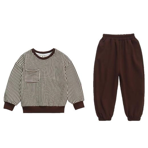 男女童贴袋竖条套装2024春季新款韩版两件套洋气休闲童装 商品图4