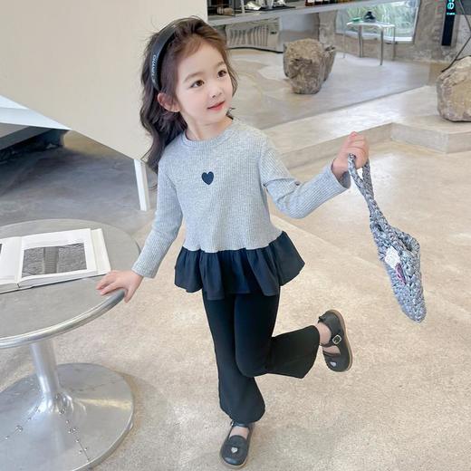 女童爱心坑条套装2024春季新款韩版两件套一件代发洋气网红童装潮 商品图1