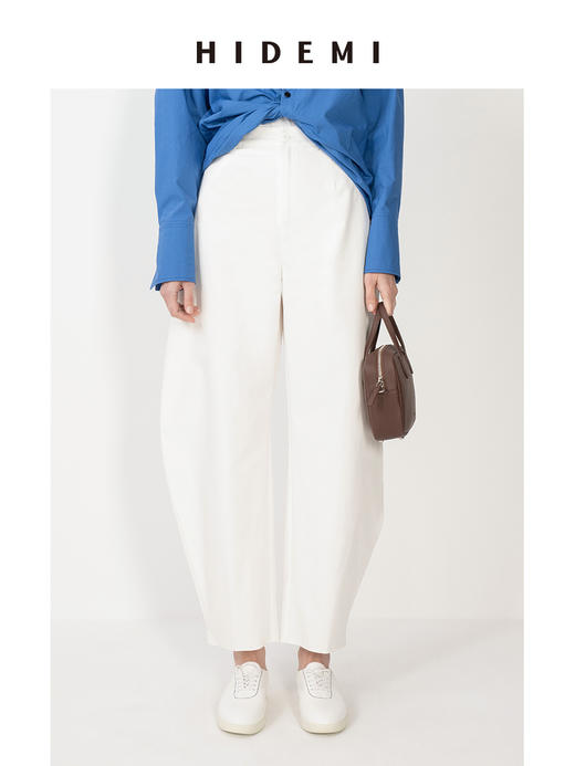 HIDEMI设计感立体廓形飘带领套装 短袖上衣/弯刀裤 商品图8