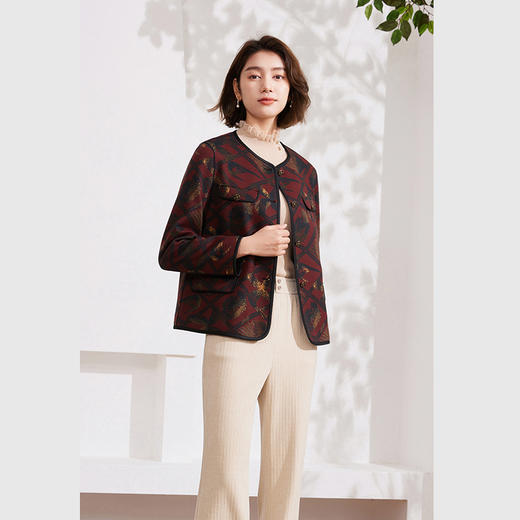 乔万尼编织感宽松绵羊毛短外套EM1B142 商品图1