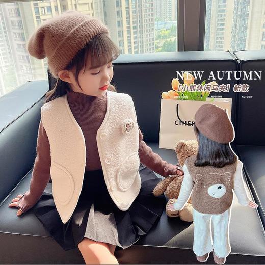 2023秋冬新款儿童羊羔毛马甲男女童加厚保暖韩版洋气立领马夹童装 商品图2