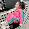 女童连帽彩条套装2024春季新款韩版两件套洋气网红童装潮 商品缩略图1
