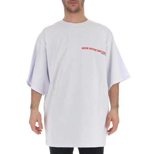 GCDS 男士徽标印花棉质圆领短袖T恤 白色 ASS19M020057 WHITE 商品图1