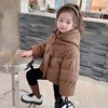 韩国儿童装女童冬装毛线可拆卸帽子羽绒服不透风外套洋气童装 商品缩略图1