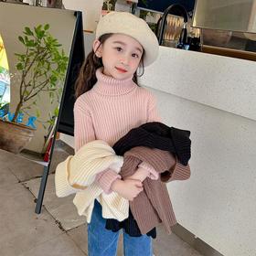 女童高领一体绒毛衣冬季2023新款宝宝韩版洋气打底衣童装