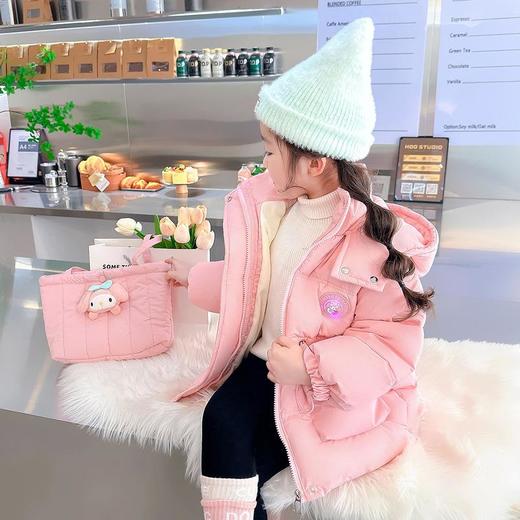 女童连帽卡通棉衣冬装洋气外套宝宝大衣儿童包包棉袄童装 商品图1
