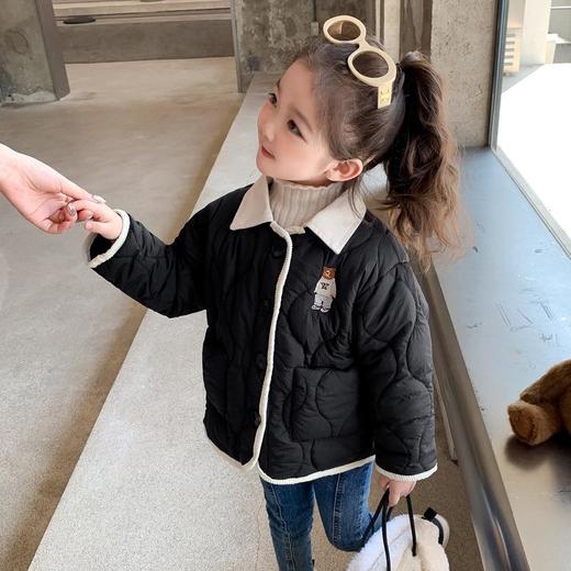 女童小熊绗线棉棉衣冬装洋气外套宝宝大衣儿童保暖棉袄童装潮 商品图1
