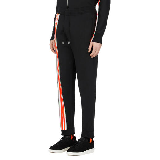 GCDS 男士橙色徽标提花棉质休闲运动裤 黑色 ASS19M030011 ORANGE 商品图1