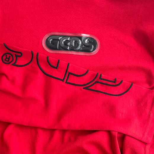 GCDS 男士字母徽标贴花棉质长袖卫衣 红色 AFW19M020015 ROSSO 商品图2