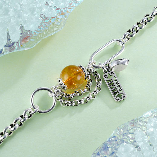 子佩集S925银串珠复古手链【TSB0001-25】黄水晶手链算盘元宝2402 商品图1