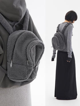 异型机能太空灰羊羔绒子母尺寸蜗牛双肩包