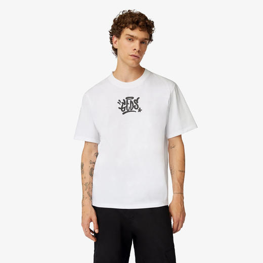GCDS 男士涂鸦徽标印花圆领短袖T恤 白色 FW23M13012701 商品图1
