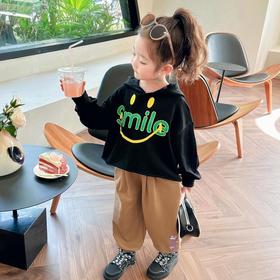 女童笑脸卫衣套装2024春季新款韩版两件套洋气网红童装潮
