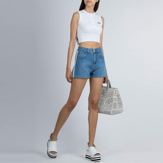 GCDS 女士字母徽标贴花休闲短裤 蓝色 ACC94W030124 BLUE 商品图3